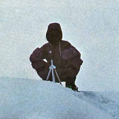 
Reinhold Messner on Everest Summit after his solo ascent on August 20, 1980 - The Crystal Horizon book
